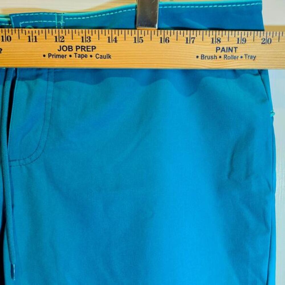 Title‎ Nine Carve Designs Board Shorts Lace Up Sz 14 XL Teal Green Swim Unlined - Picture 10 of 11